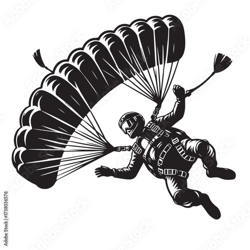 Skydiver with Parachute Silhouette