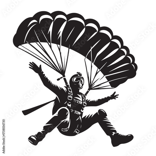 Skydiver with Parachute Silhouette
