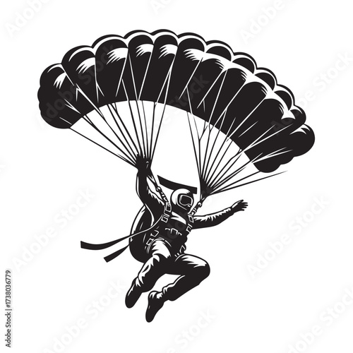 Skydiver with Parachute Silhouette