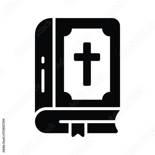 Christian holy bible flat outline icon for gothic and Halloween designs