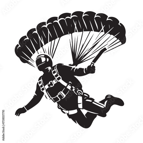 Skydiver with Parachute Silhouette