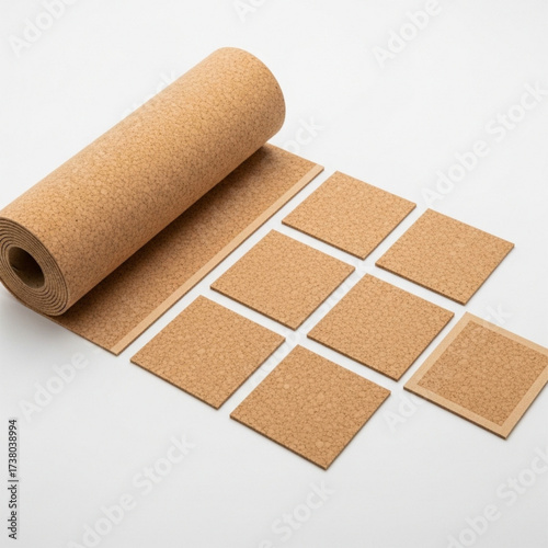 Natural Cork Roll and Square Coasters Versatile, Eco-Friendly Material for DIY Crafting, Home Protection, and Sustainable Decor Projects