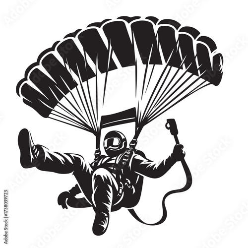 Skydiver with Parachute Silhouette
