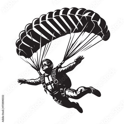 Skydiver with Parachute Silhouette