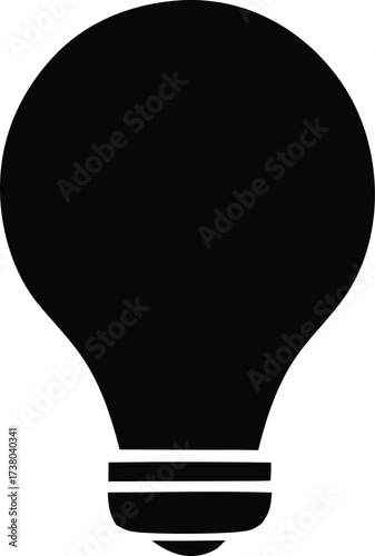 Simple black silhouette of a traditional incandescent light bulb symbol representing ideas innovation and knowledge