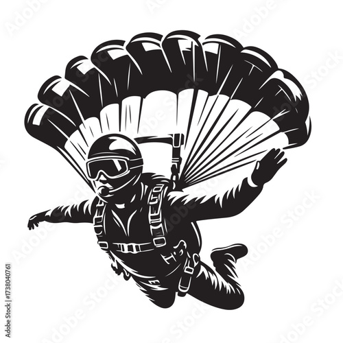 Skydiver with Parachute Silhouette