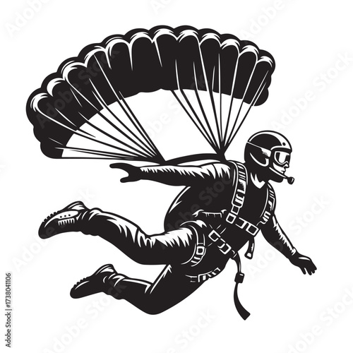 Skydiver with Parachute Silhouette