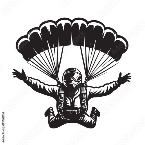 Skydiver with Parachute Silhouette