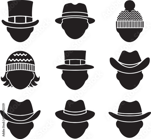 men hat silhouette, fashion headwear vector, gentlemen style clipart, vintage hat artwork, male fashion svg, retro hat illustration, elegant clothing design, black style graphic, modern men fashion, s