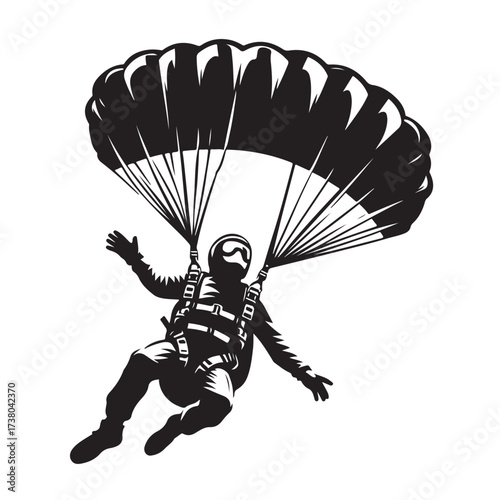 Skydiver with Parachute Silhouette