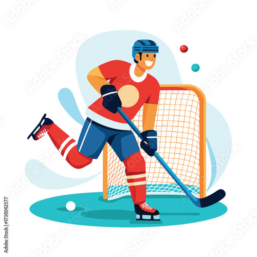 ice hockey player cartoon vector illustration
