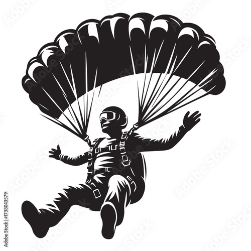 Skydiver with Parachute Silhouette
