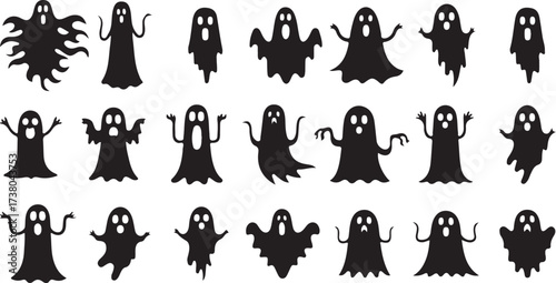 ghost silhouette vector, spooky halloween design, scary ghost clipart, haunted night illustration, black ghost art, halloween scary svg, ghostly shape graphic, creepy monster artwork, halloween horror
