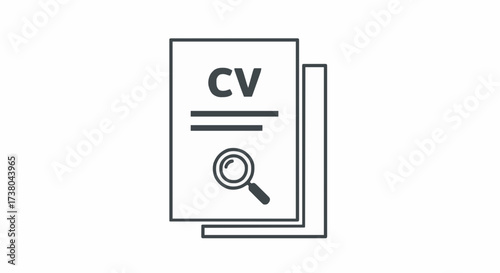 Cv document with magnifying glass icon