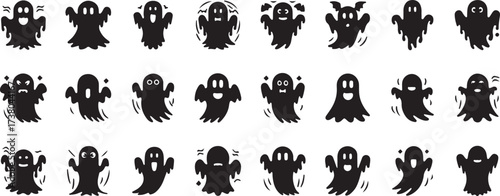 Ghost Icon Vector, Halloween Character Design, Scary Face Clipart, Spooky Silhouette Pattern, Horror Symbol Illustration, Haunted Graphic Vector, Cute Ghost Art Pack, Trick or Treat Element, Halloween