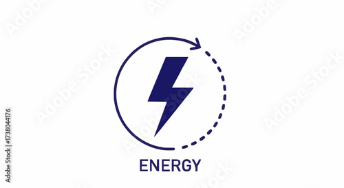 Energy icon with lightning bolt and circular arrow