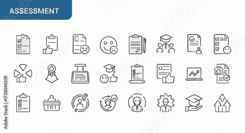 Collection of assessment and evaluation icons