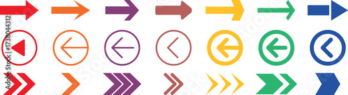 Arrow icons set. Arrows colorful set, Arrow vector collection. Arrow. Cursor. Modern simple arrows. Vector illustration. Collection different arrow signs. arrows icons – stock vector.