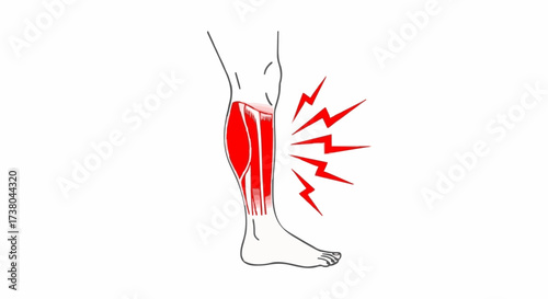 Calf muscle pain and injury illustration