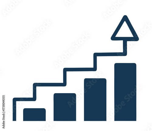 Graph diagram up icon, business growth success chart with arrow, business bar sign, progress bar symbol, growing graph icon, profit growing symbol 