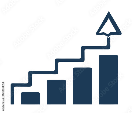 Graph diagram up icon, business growth success chart with arrow, business bar sign, progress bar symbol, growing graph icon, profit growing symbol 