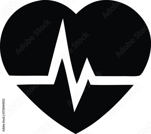 Iconic black heartbeat pulse ecg line graphic symbol medical health care symbol digital art