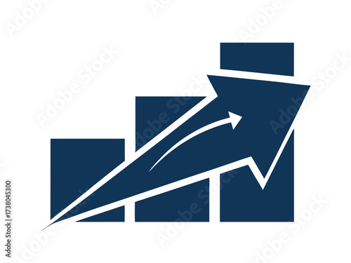 Graph diagram up icon, business growth success chart with arrow, business bar sign, progress bar symbol, growing graph icon, profit growing symbol 