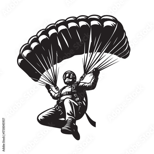 Skydiver with Parachute Silhouette
