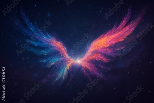 Cosmic Abstract Background with Nebula Wings Spreading Across the Stars