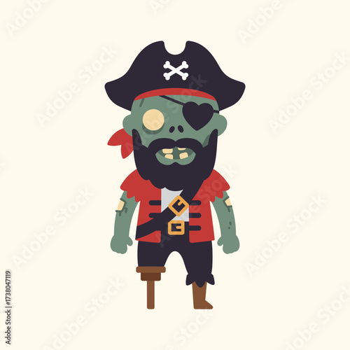 Cartoon Zombie Pirate Character For Halloween Celebrations With Unique Fashion Style