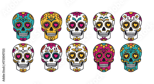 Day of the dead skulls colorful sugar skulls mexican holiday celebrating life and honoring ancestors cultural significance tradition