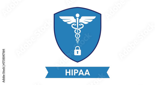hipaa compliance ensuring health data security with a shield caduceus and padlock symbolizes privacy ideal for healthcare and legal blogs.