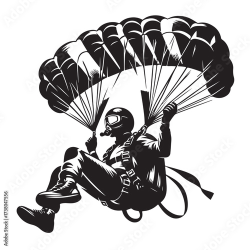Skydiver with Parachute Silhouette
