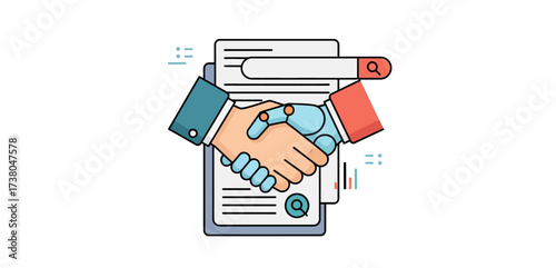 ai partnership deal on search featuring a handshake between human and robot securing future technology investments with innovation