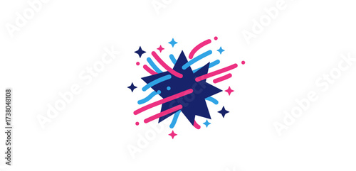 festive celebration starburst illustration shooting across a white background with energetic lines perfect for holiday promotions and event announcements.