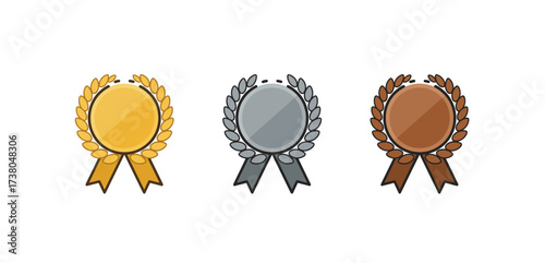 gold silver bronze awards with laurel wreath recognizing achievements a symbol of victory and success for websites presentations and print materials