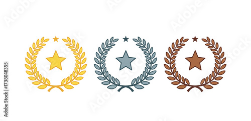 gold silver bronze awards laurel wreath and star medals honoring top achievements suitable for corporate success  recognition programs