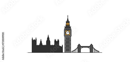 london skyline silhouette with big ben and tower bridge iconic british landmarks for travel tourism and city exploration ideal for culture
