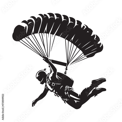 Skydiver with Parachute Silhouette