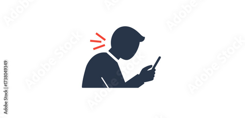 neck pain from phone use person looking down at mobile causing discomfort and bad posture perfect for health and wellness content ergonomic advice