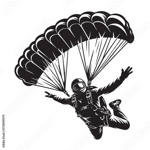 Skydiver with Parachute Silhouette