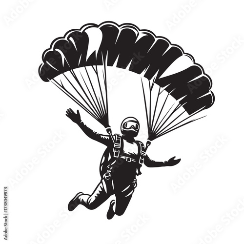 Skydiver with Parachute Silhouette