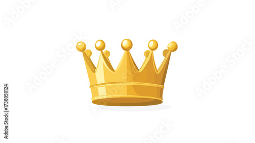 Golden Crown Emoji Icon, Digital Graphic Design, Visual Art Element, Modern Style, Flat Design, Vector Illustration