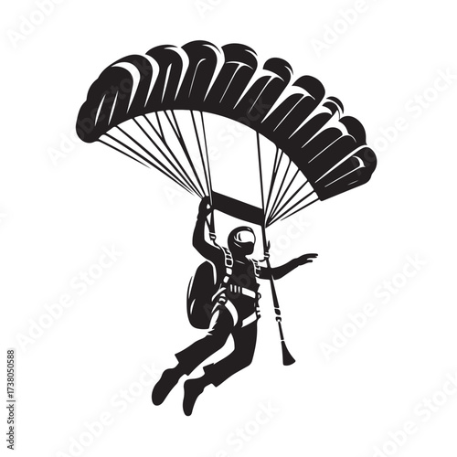 Skydiver with Parachute Silhouette