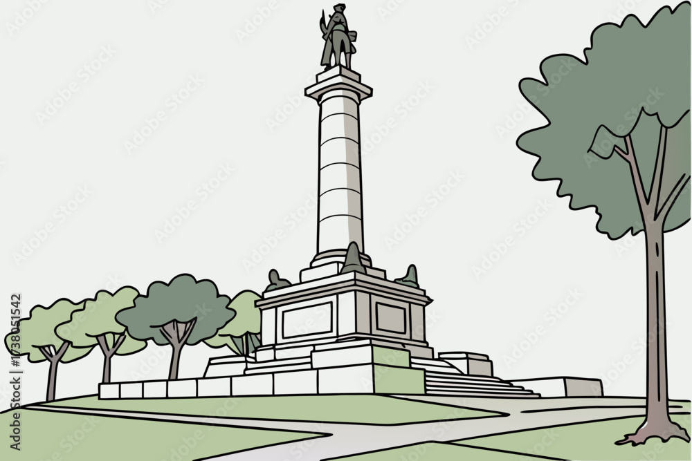 Obraz premium Mount Vernon Washington Monument in Baltimore, Maryland, tall column crowned with George Washington statue