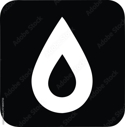 Minimalist white water drop icon set against contrasting square background clean fluid symbol for app and web design