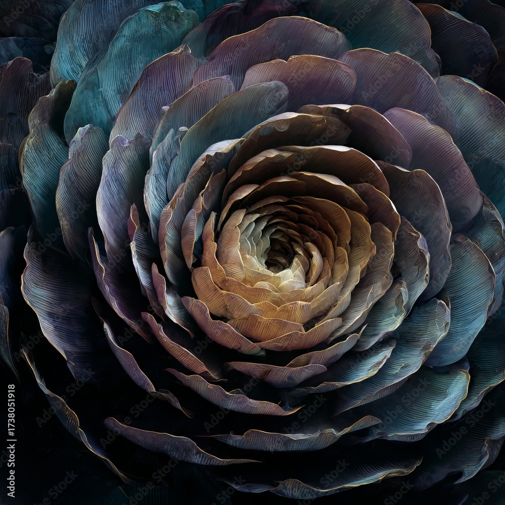 Fototapeta premium Intricate Spiral Bloom with Delicate Petals in Soft Tones