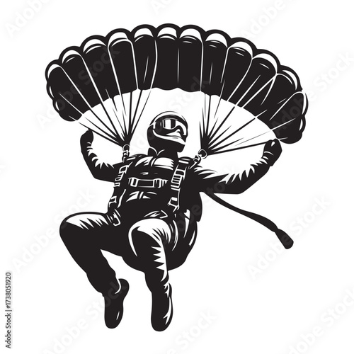 Skydiver with Parachute Silhouette