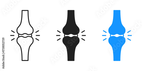 Knee joint icon with pain symbol representing orthopedics, injury, and health care, suitable for medical, fitness, rehabilitation, and body anatomy concepts