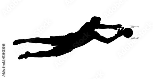 Soccer goalkeeper silhouette saving ball action sport athletic competition game